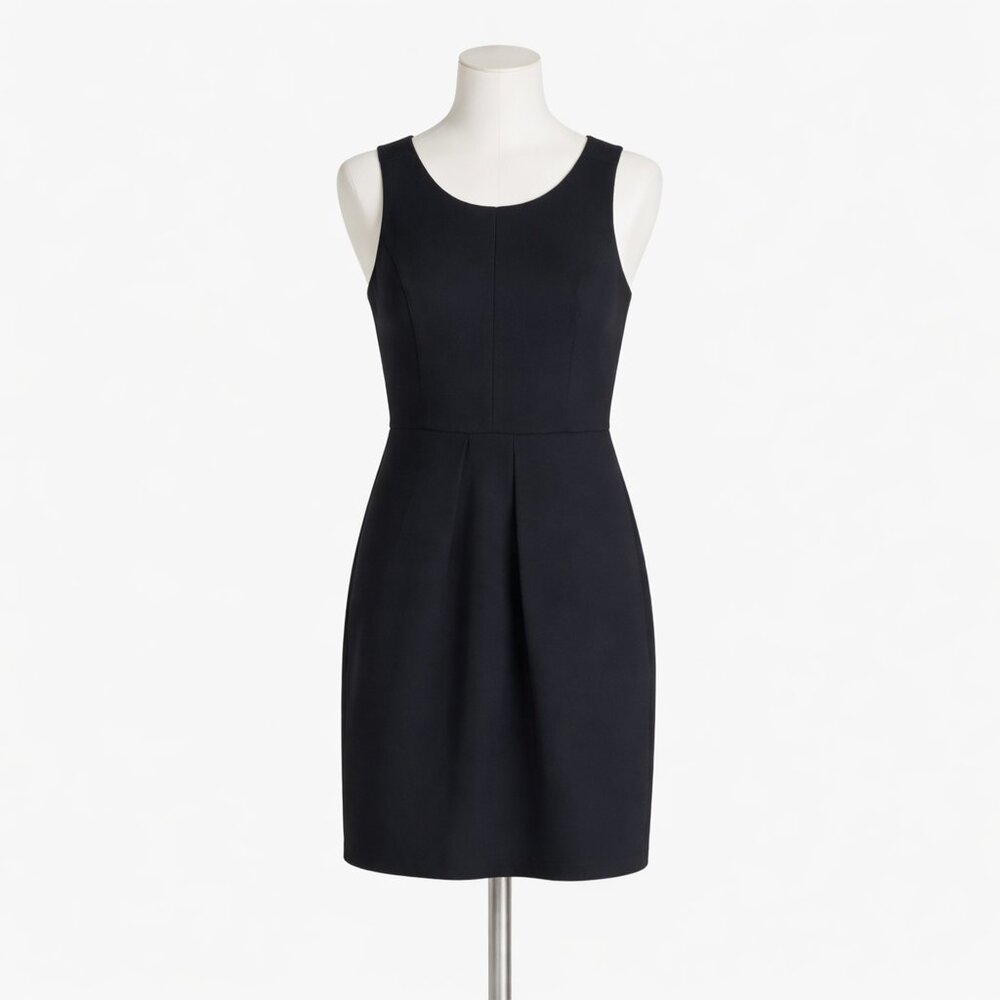 Madewell Scuba Boxpleat Racerback Mini Dress Pockets Black 2 Minimalist